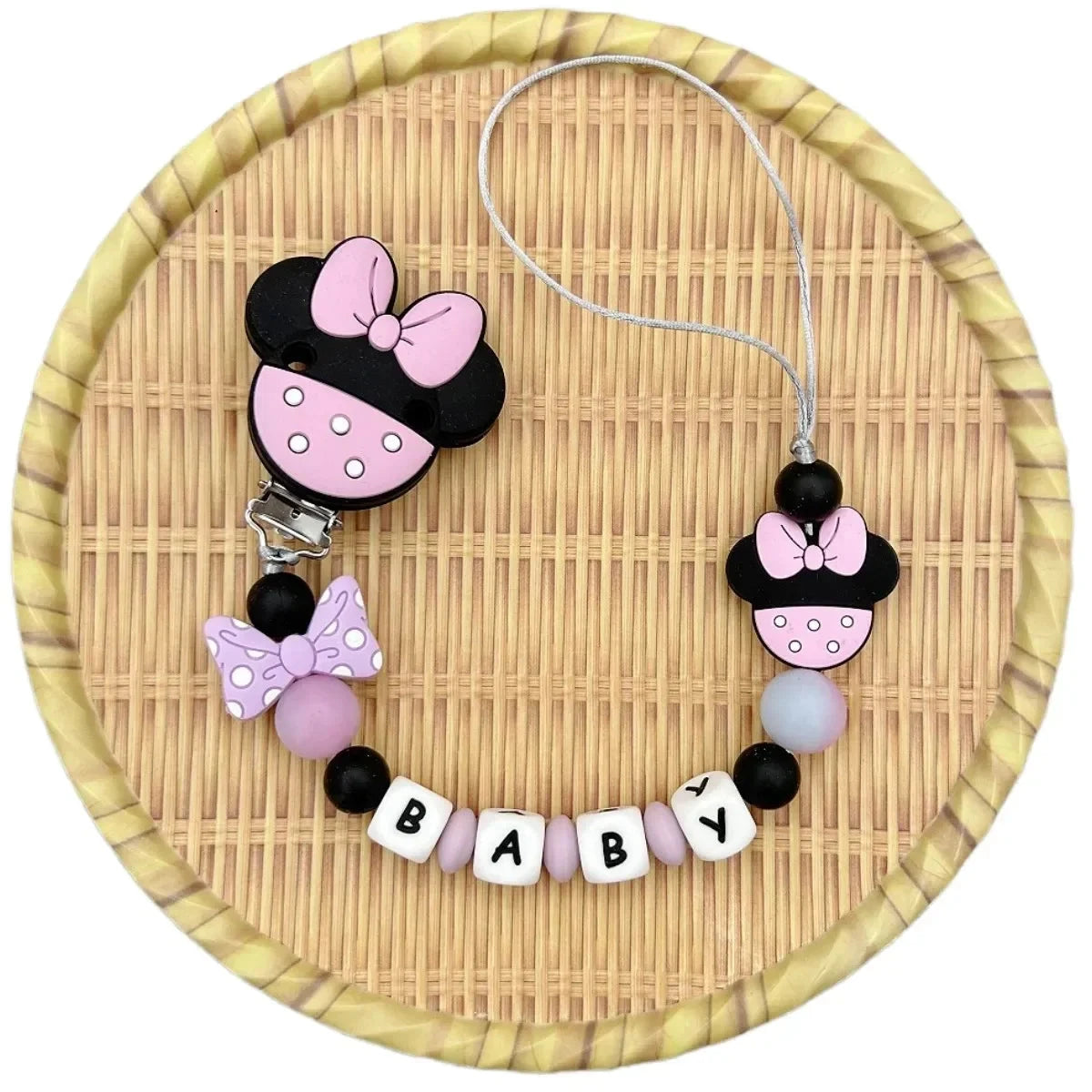 Customized Letters Name Baby Cartoon Silicone Luminous Beads Pendant Pacifier Clips Chains Holder Teether Baby Kawaii Toy Gifts Good Vibrations