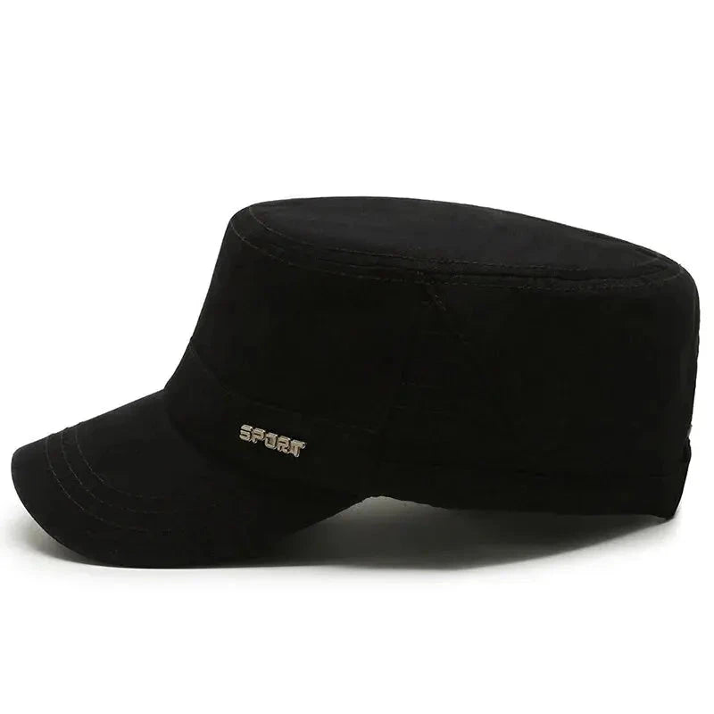 Hat Men's Flat Military Hat Is Simple And Versatile, Middle-Aged Hat Spring And Autumn Duck Tongue Casual Fashion New Style Good Vibrations