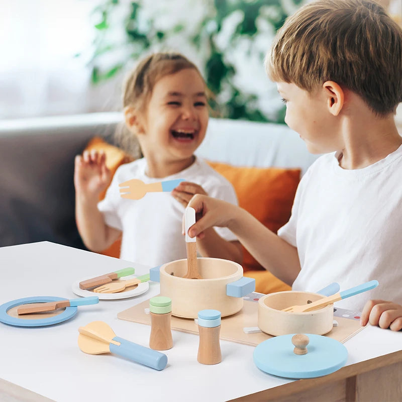 Wooden Toy Play House Early Education Simulation Kitchen Children Cooking Toys Gift Good Vibrations