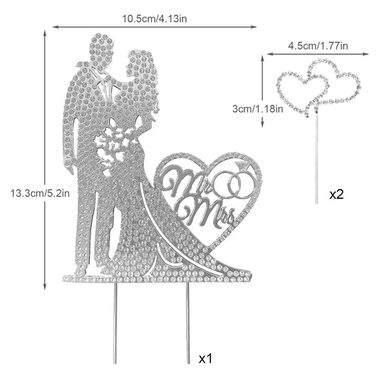 Wedding Cake Topper Rhinestone Metal Mr and Mrs Cake Topper Crystal Wedding Cake DecorationsBride and Groom Bridal Shower Theme Good Vibrations
