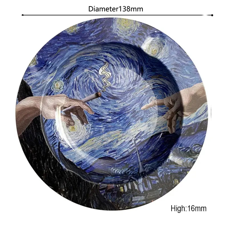 Bar Cigar Round Ashtray Tobacco Herb Metal Cigarette Rolling Tray Smoking Accessories Creative Personality Men's Gadgets GOOD Vibrations Adult Super Store