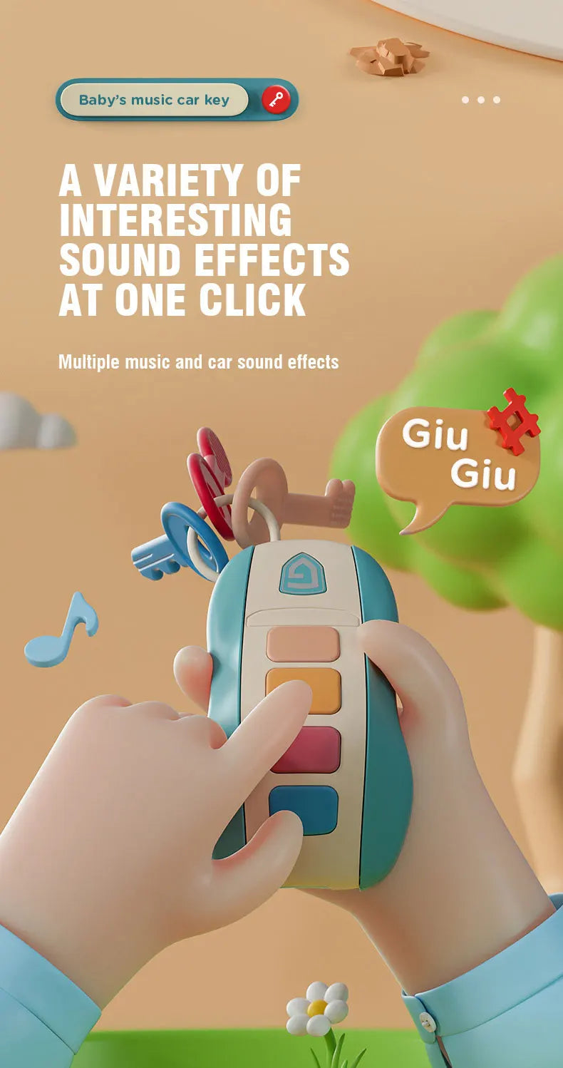 Music Car Key Baby Toys Pretend Play Simulated Car Key Smart Remote Car Voices Baby Educational Toys for Children Music Toy Gift Good Vibrations