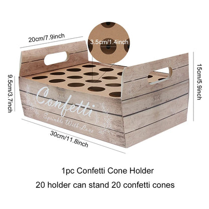 Wedding Tray Confetti Cone Stand Box Kraft Paper Tray Rustic Wedding Decoration Wedding Confetti Cones Cones Wedding Set supply Good Vibrations