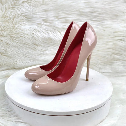 10CM 12CM Woman Stiletto Heels Fashion Round Toe Leather Women Shoes Spring Autumn Black Super High Heel Work Shoes Female Pumps Good Vibrations