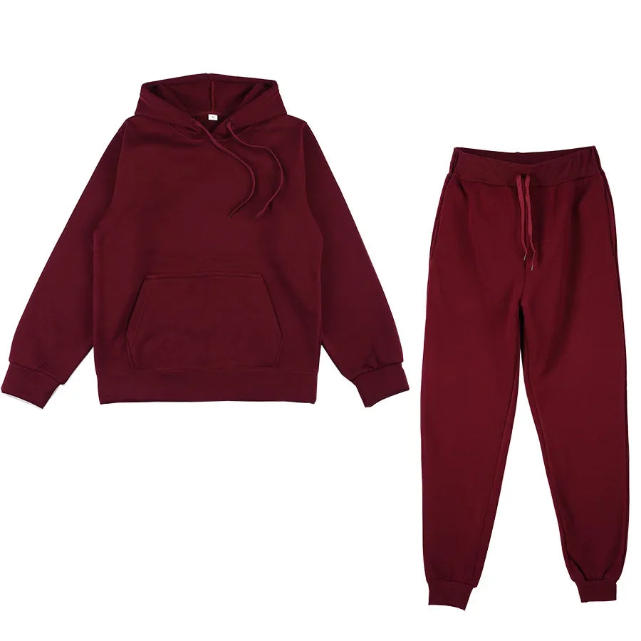 Men's Autumn and Winter New Solid Color Hoodie+pants Two-piece Set Fashionable Casual Sports Set Size S-3XL Good Vibrations