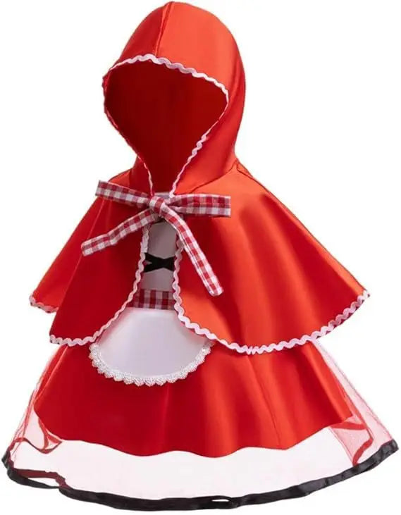 Cute Toddler Little Red Riding Hood Costume with Cape Halloween Princess Dress Up Outfit Toddler Girl Clothes Good Vibrations