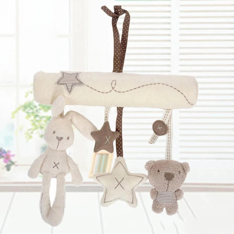 2025 New Hanging Bed Rabbit Baby Hand Bell Safety Seat Plush Toy Multifunctional Plush Toy Stroller Mobile Gifts Good Vibrations