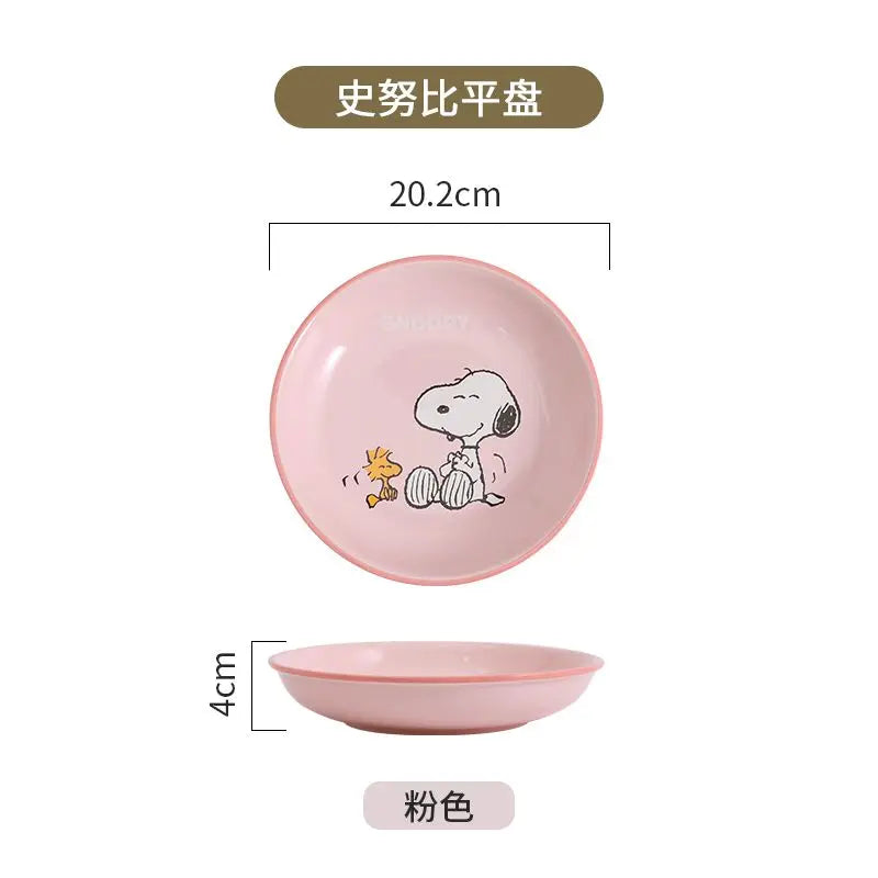 Snoopy cartoon cute ceramic dinner plate creative personalised home kitchen tableware fruit plate anime merchandise holiday gift Good Vibrations