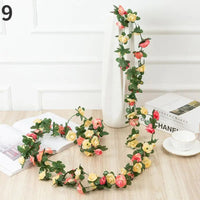250CM Rose Artificial Flowers Christmas Garland for Wedding Home Room Decoration Spring Autumn Garden Arch DIY Fake Plant Vine Good Vibrations