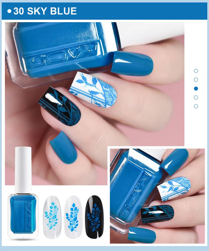 KADS 24 Colors Stamping Nail Polish Black White Gold Silver Nail Art Printing Varnish for Stamp Plate Nail Polish Lacquers Good Vibrations
