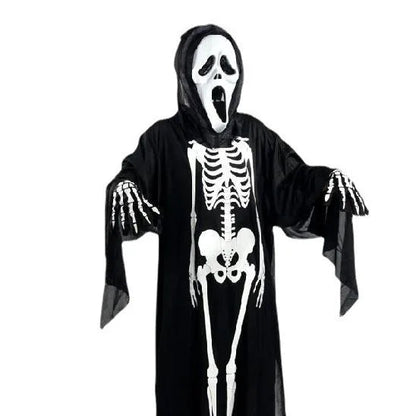 2025 Halloween New Party Role Playing Children Adult Death Black Cloak Halloween Skull Ball Costume Prop Set Children Adult Gift Good Vibrations