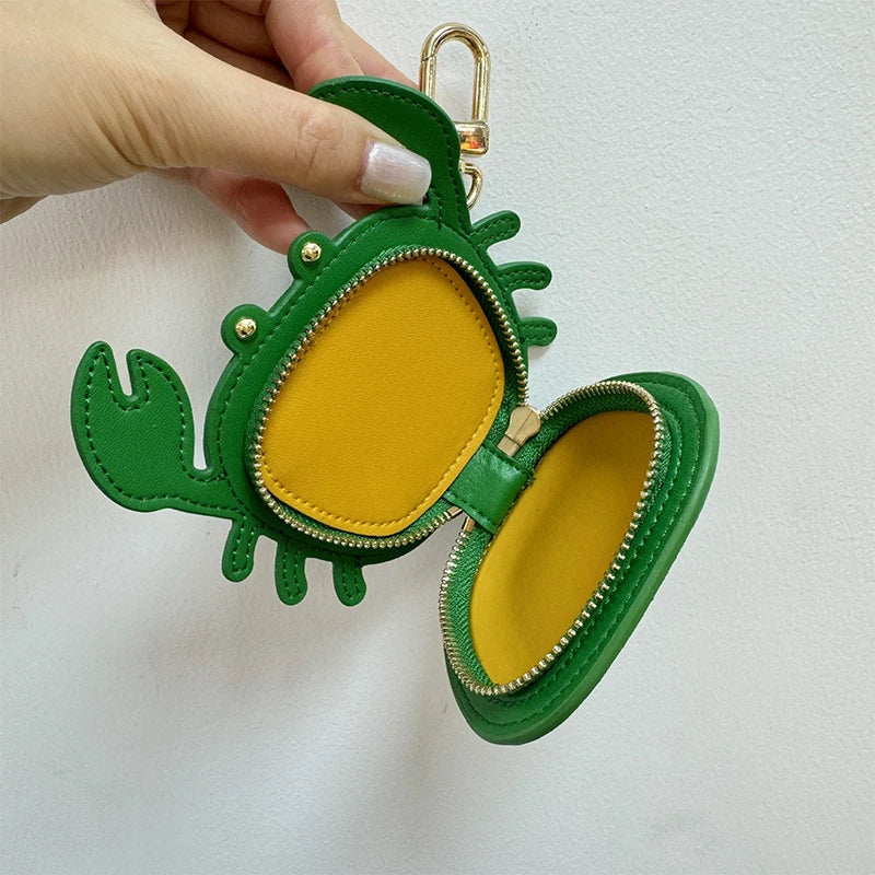 Crab Coin Purse Bag Charm Pendant,Mini Wallet Zipper Pouch for Earphone Storage,Backpack Handbag Hanging Decoration Accessories Good Vibrations