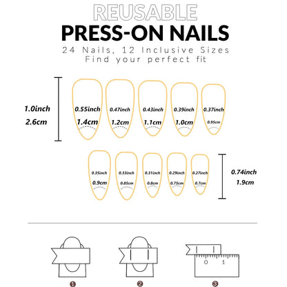 24PCS- white almond fake nails, red love pattern decoration, exquisite elegance, fashion generous, suitable for dating, dinner, Good Vibrations