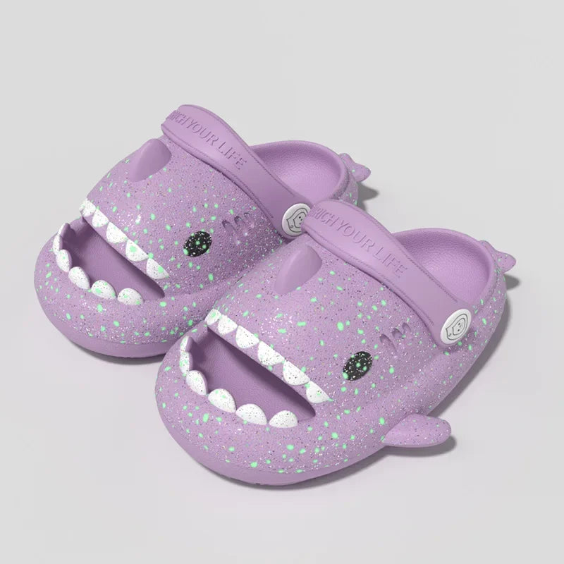 Kids' Shark Luminous Sandals Slip-On Waterproof Breathable Lightweight Non-Slip Casual Shoes for Boys and Girls Strap Slippers Good Vibrations
