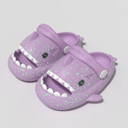 Kids' Shark Luminous Sandals Slip-On Waterproof Breathable Lightweight Non-Slip Casual Shoes for Boys and Girls Strap Slippers Good Vibrations