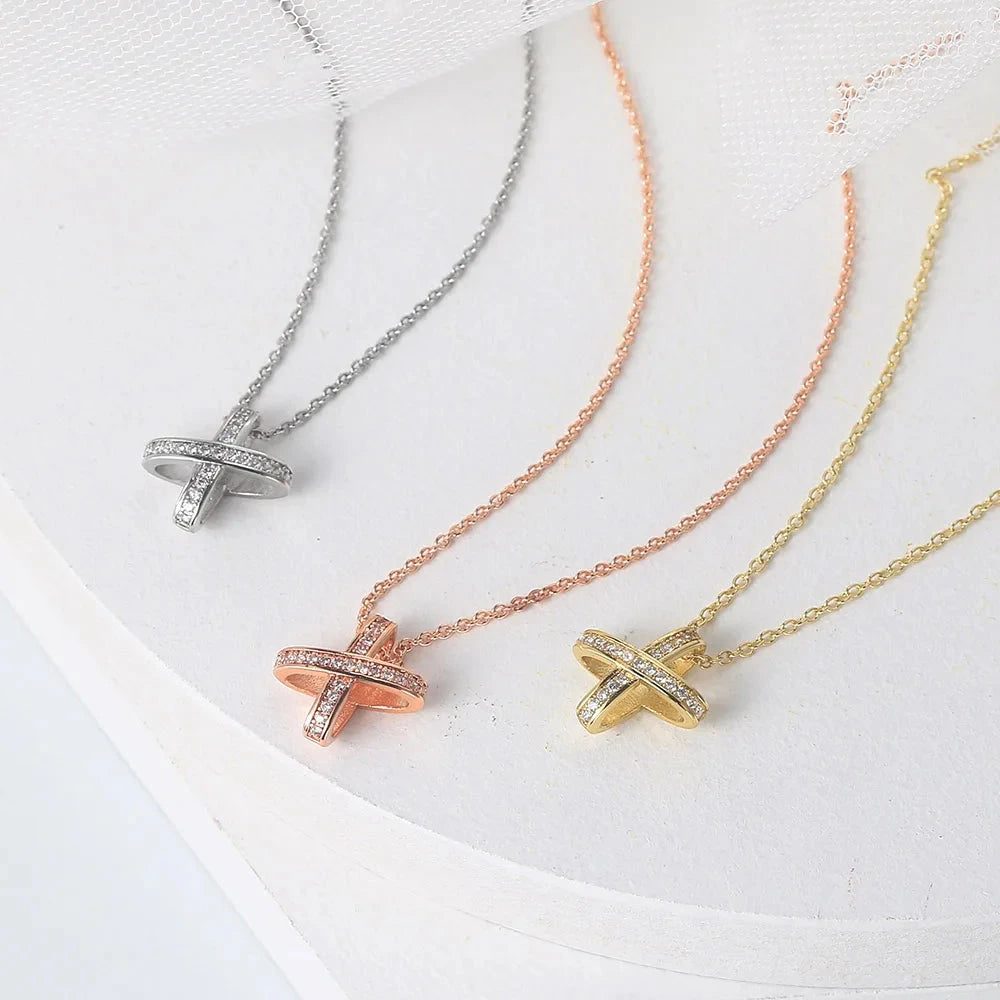 X Cross Pendants Necklace for Women Aesthetic Crosses Rose Gold Color Choker Chain on Neck Collar Necklace Fashion Jewelry N205 Good Vibrations