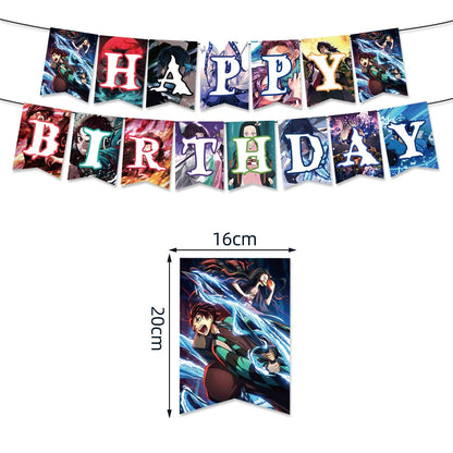 Kimetsu No Yaiba Cake Toppers Demon Slayer Theme Cake Decor For Baby Shower Kids Boys Birthday Party Cake Flag Decorations Good Vibrations