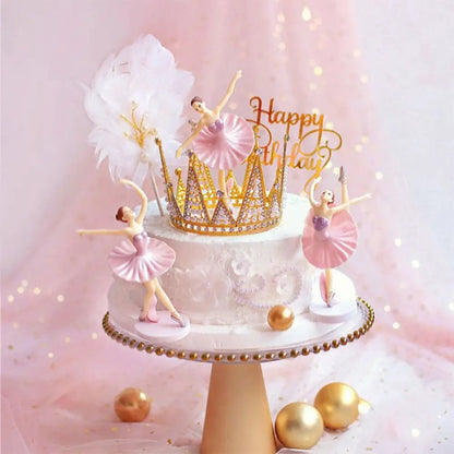 3Pcs Baby Shower Birthday Supplies Cake Decor Party Baking Girl Doll Cake Topper Cupcake Topper Ballet Girls Good Vibrations