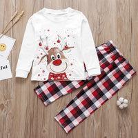 Family Christmas Matching Pajamas Set 2026 New Year Xmas Clothes Father Mom and Me Deer Top Red Plaid Pants Nightwear Pjs Outfit Good Vibrations