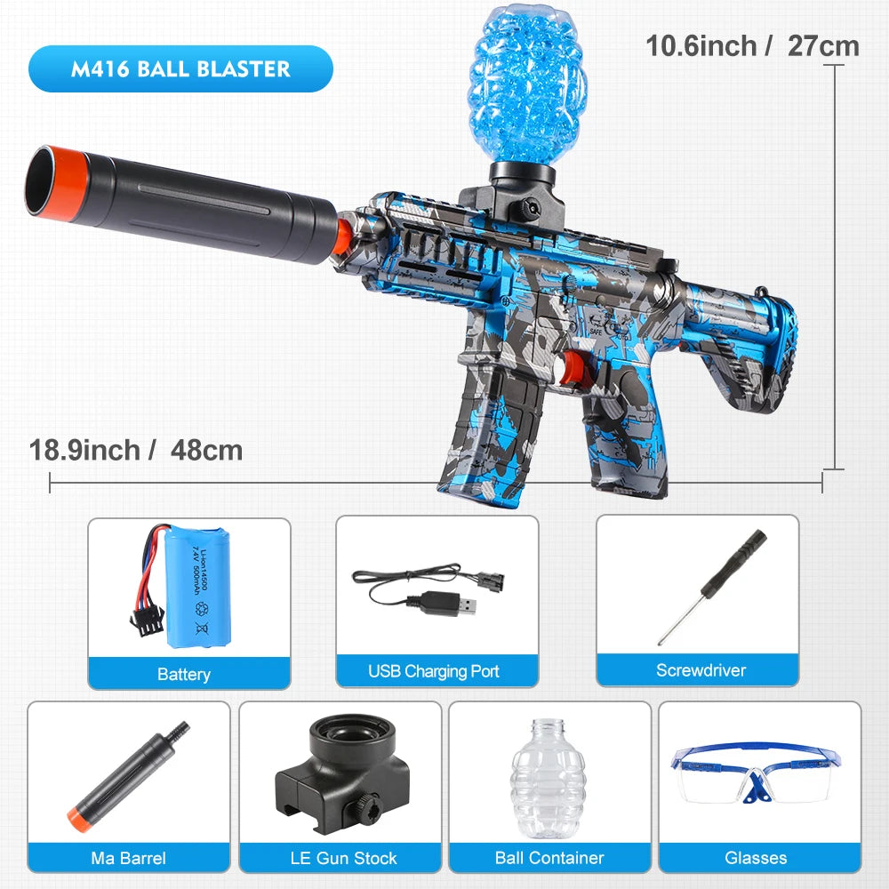 M416 Electric Ball Blaster Toy Gun - High-Speed, Metallic Finish, Rechargeable - Halloween Thanksgiving Gift(Bullets Excluded) Good Vibrations