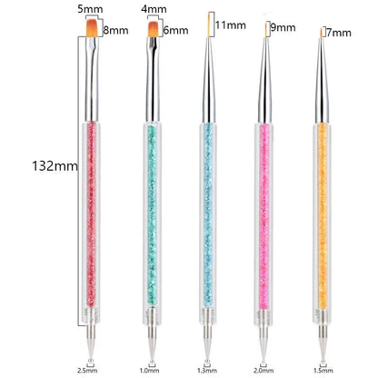 5Pc Nails Art Dotting Pen Acrylic Drawing Liner Supplies Brush Rhinestone Gems Picker UV Gel Painting Manicure Accessoires Tools Good Vibrations