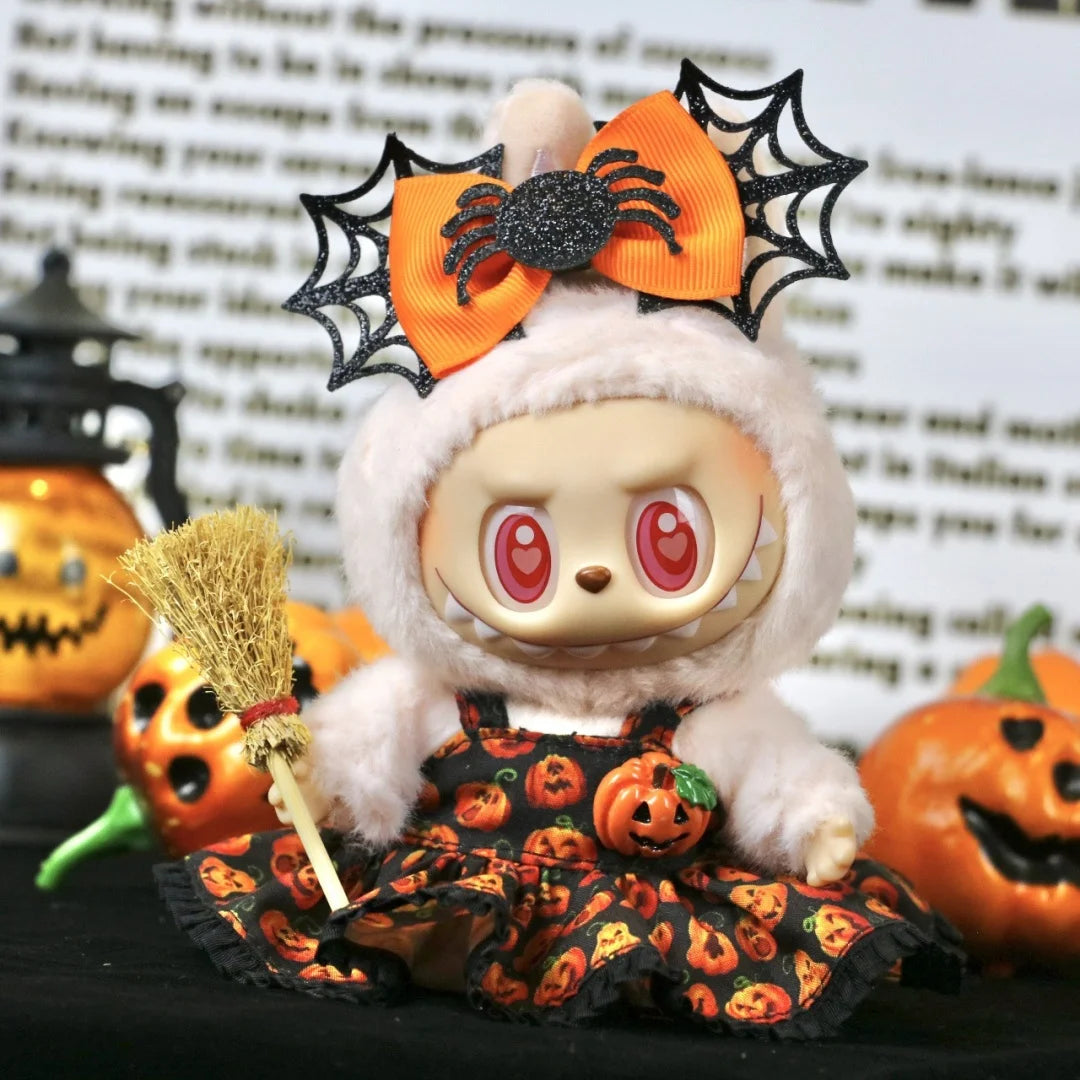 17cm Dolls Clothing For Labubu Outfit Accessories Sitting Party Halloween Trick-Or-Treat Series Devil Angel Purple Dress Good Vibrations