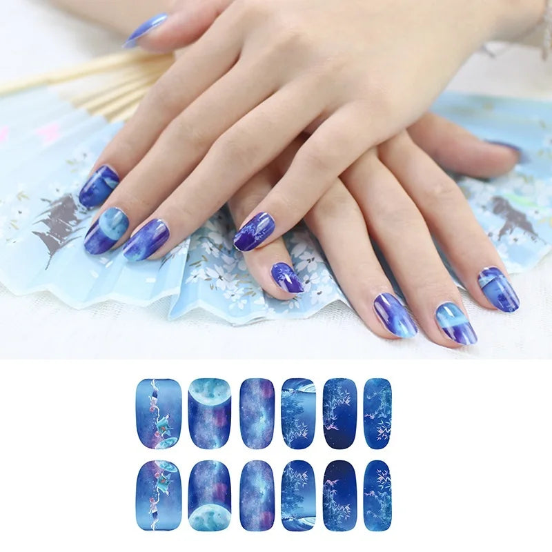 6 Sheets Vibrant Full Wrap Nail Polish Stickers Self-Adhesive Nail Decals for DIY Nail Art Manicure Designer Nail Art Stickers Good Vibrations