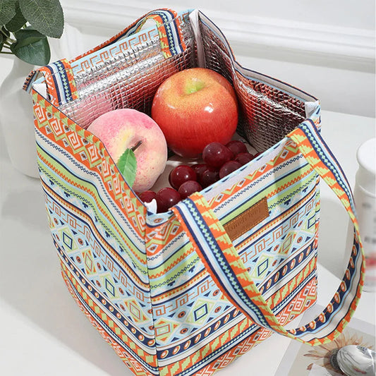 Fashion Insulated Lunch Bags For Men Women Breakfast Box Organizer Waterproof Camping Food Drink Cooler Bag Picnic Travel Good Vibrations