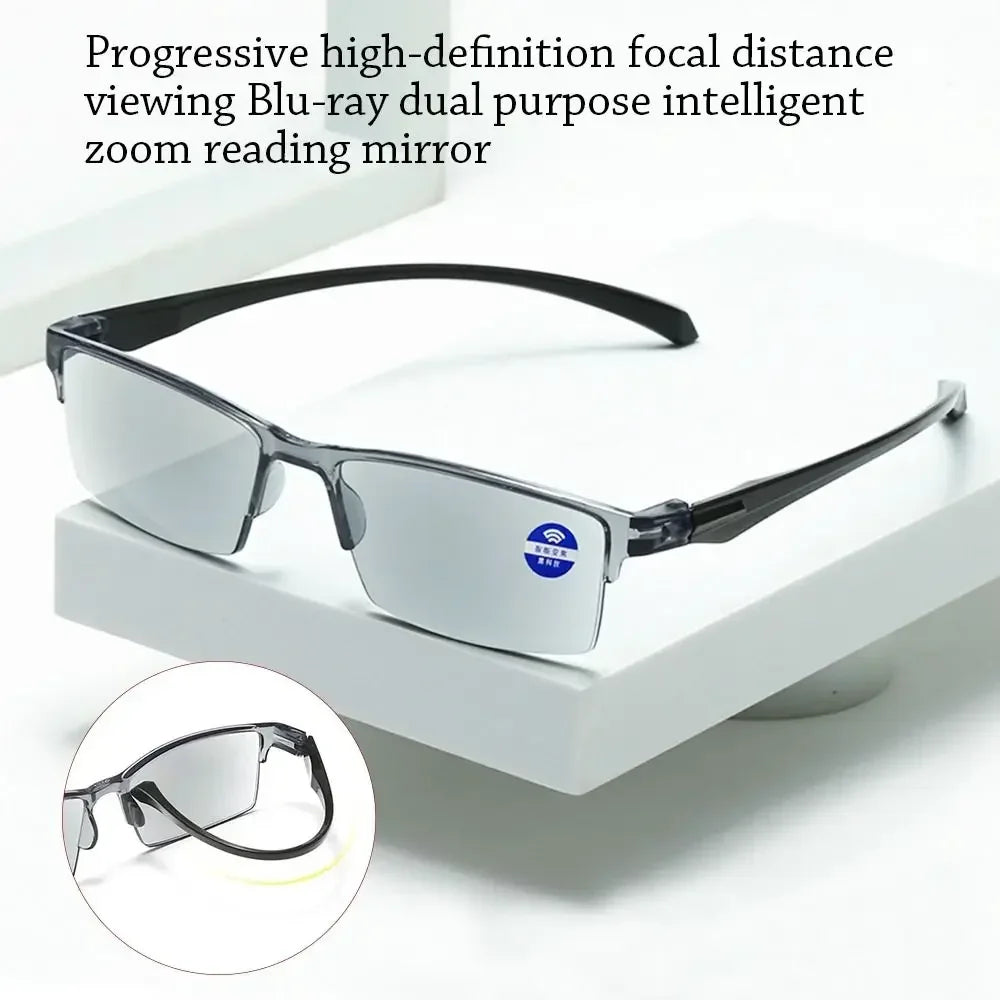 Smart Automatic Zoom Reading Glasses Anti Blue Ray Eyeglasses Autofocus Power Half-Rim Near Far Computer Glasses Good Vibrations
