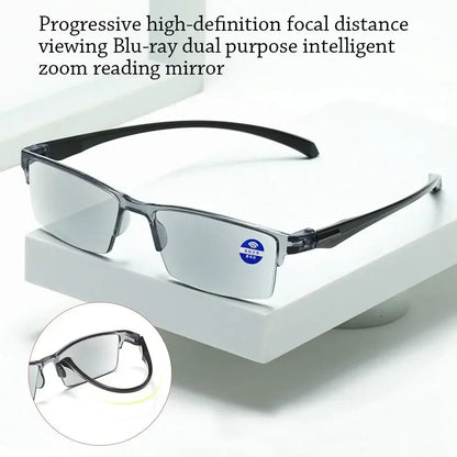 Smart Automatic Zoom Reading Glasses Anti Blue Ray Eyeglasses Autofocus Power Half-Rim Near Far Computer Glasses Good Vibrations