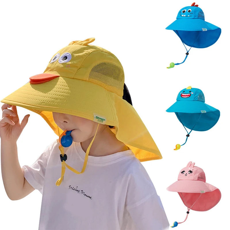 Summer Hat for Kids Children Outdoor Sun Hat Neck Ear Cover Sun Protection Beach Caps Kids Boy Girl Flap Cap for Children Good Vibrations