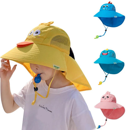 Summer Hat for Kids Children Outdoor Sun Hat Neck Ear Cover Sun Protection Beach Caps Kids Boy Girl Flap Cap for Children Good Vibrations