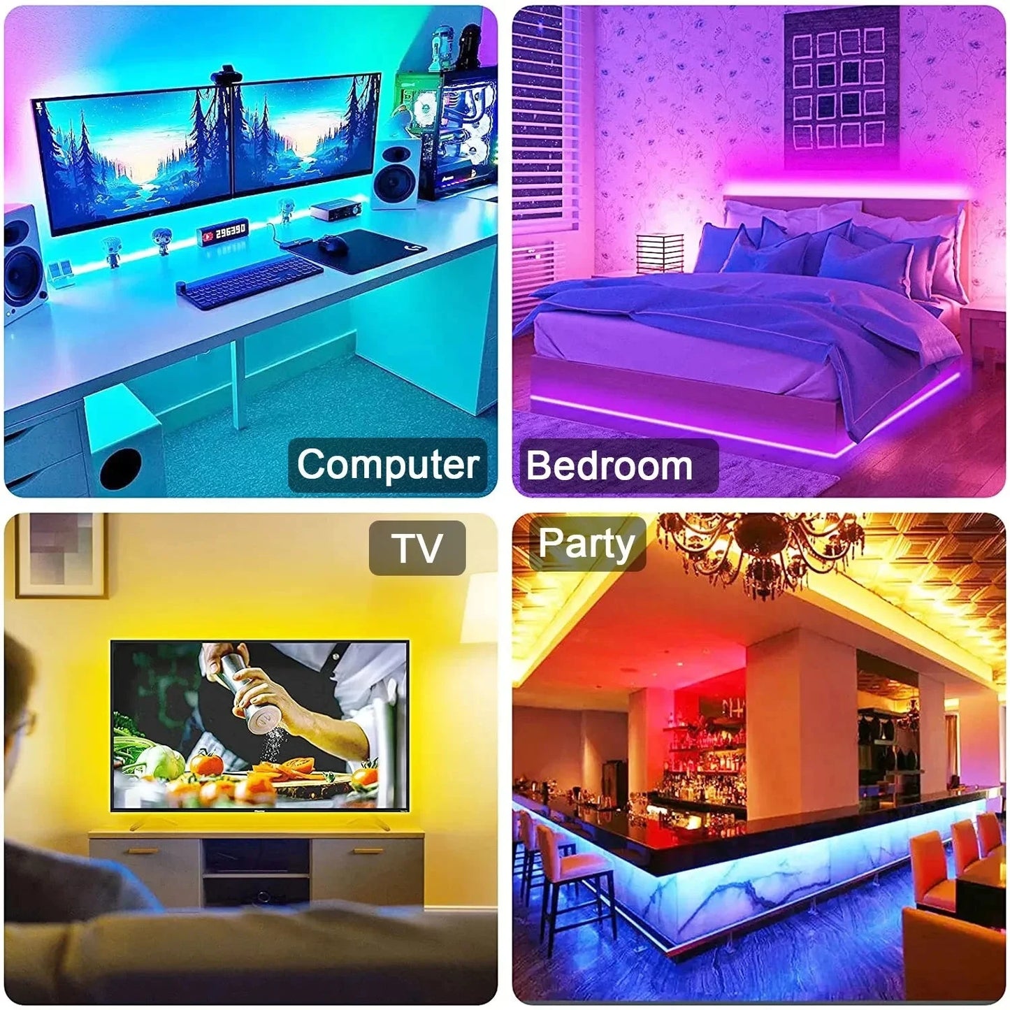 RGB LED Strip Light SMD 5050 USB Remote&APP Control Bluetooth Flexible Tape Diode Ribbon for TV Backdrop Living Room Bedroom Good Vibrations