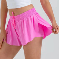 2 in 1 Flowy Sports Shorts Women Running Short Butterfly Tennis Skirt with Pockets Gym Yoga Athletic Biker Spandex Skirts Summer Good Vibrations