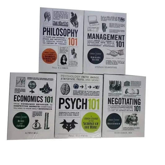 5 Books Set 101 Series Book for Philosophy, Management,Economics,Negotiating,PSYCH Books Paperback in English Books Good Vibrations