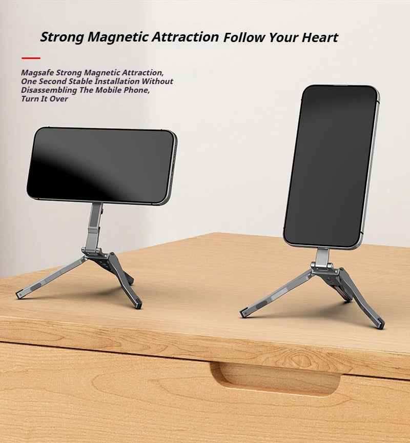 Aluminum For Magsafe Tripod Magnetic Phone Holder Universal Magnetic Phone Tripod Mount Foldable Camera Phone Tripod Stand Good Vibrations