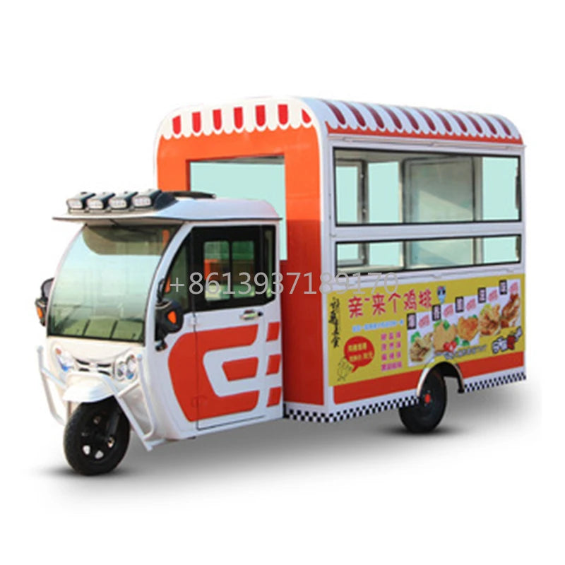 Electric Enclosed Tuk Electric Tricycle Big Space Vending Snack Food Cart Mobile Fast 3 Wheel Food Truck Tricycle Good Vibrations