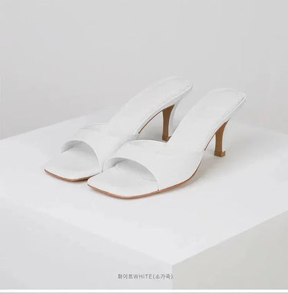 Women High Heel Sandals Summer New Fashion Square Toe Open Toe Women Elegant Casual Comfortable Black High Heel Sandals Good Vibrations