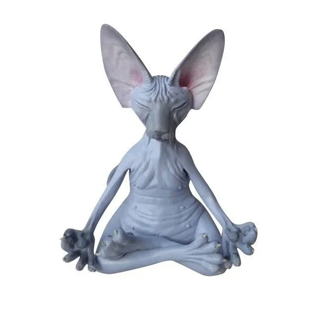 Whimsical Buddha Sphynx Cat Figurine Meditation Yoga Happy Cat Decor Art Sculptures Outdoor Garden Statues Figurine Good Vibrations