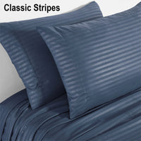 Battilo Bed Sheets 4 Pieces Set Luxury Fitted Flat Sheet with Pillowcases Solid Stripe Bedding Set For Twin Full Queen King Size Good Vibrations