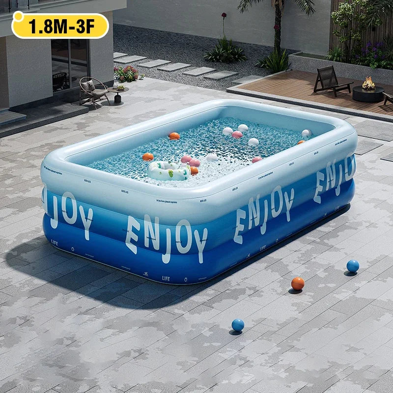 Inflatable Pool 3/2.6/2.1M Large Family Pools Swimming Pool with Canopy Children's Outdoor Removable Basen Toys for Kids Adult Good Vibrations