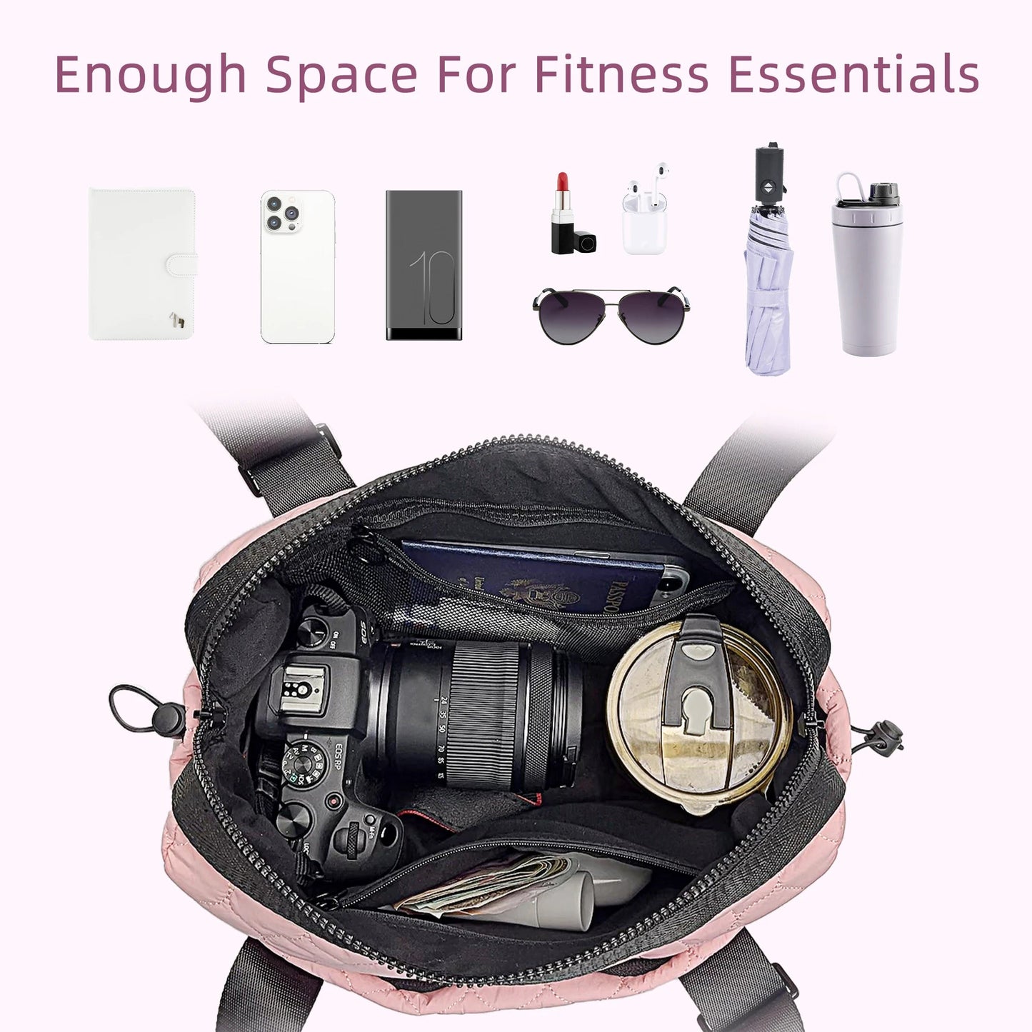 Small Travel Duffle bag Women men,Gym bags with zipper Compartment for Phone Workout Shopping Hospital Handbag Lightweight bag Good Vibrations