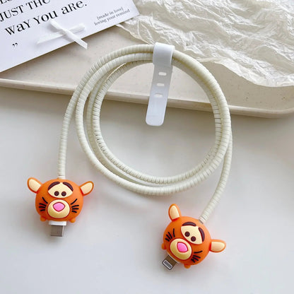New Cartoon Charger Cable Protector for IPhone 15 14 13 12 18W 20W Charger Protection Cover Stitch Data Line Winder Protective Good Vibrations