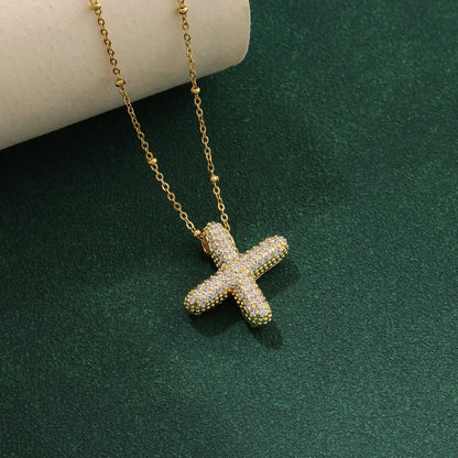 New Luxury Zircon Crystal 26 English Letters Stainless Steel Necklaces For Women Trendy Female Choker Chain Jewelry Wholesale Good Vibrations