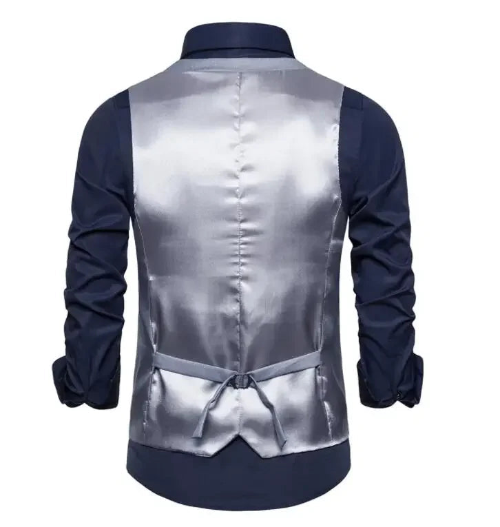 Blue Suit Vest, Men's Business Sleeveless Vests Jacket, Asian size S-6XL, Wedding Party Waistcoat, Red Purple Black Gray Good Vibrations