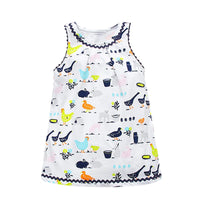 Girls Short Sleeve Summer Dress For 1-6 Years Kids 100% Cotton Casual Dresses Children's Clothing KF128 Good Vibrations
