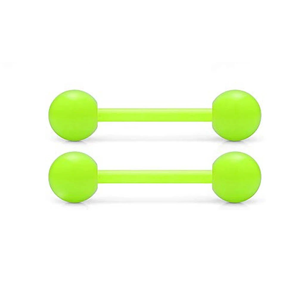 2Pcs 14G 16mm Glow In The Dark Flexible Acrylic Straight Tongue Nipple Ring Retainer Piercing Fpr Woman and Man Good Vibrations Adult Super Store