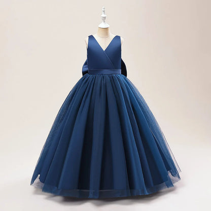 Girl Long White Bridesmaid Dresses For Wedding Prom Gown Big Bow Girls Party Dress Kids First Communiom Formal Evening Vestidos Good Vibrations