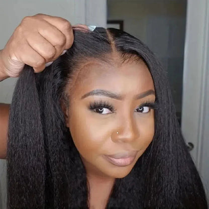 Glueless Wigs Human Hair For Women Kinky Straight Human Hair Wigs Pre Plucked Easy To Wear And Go 4x4 Lace Front Wig Nautural Good Vibrations
