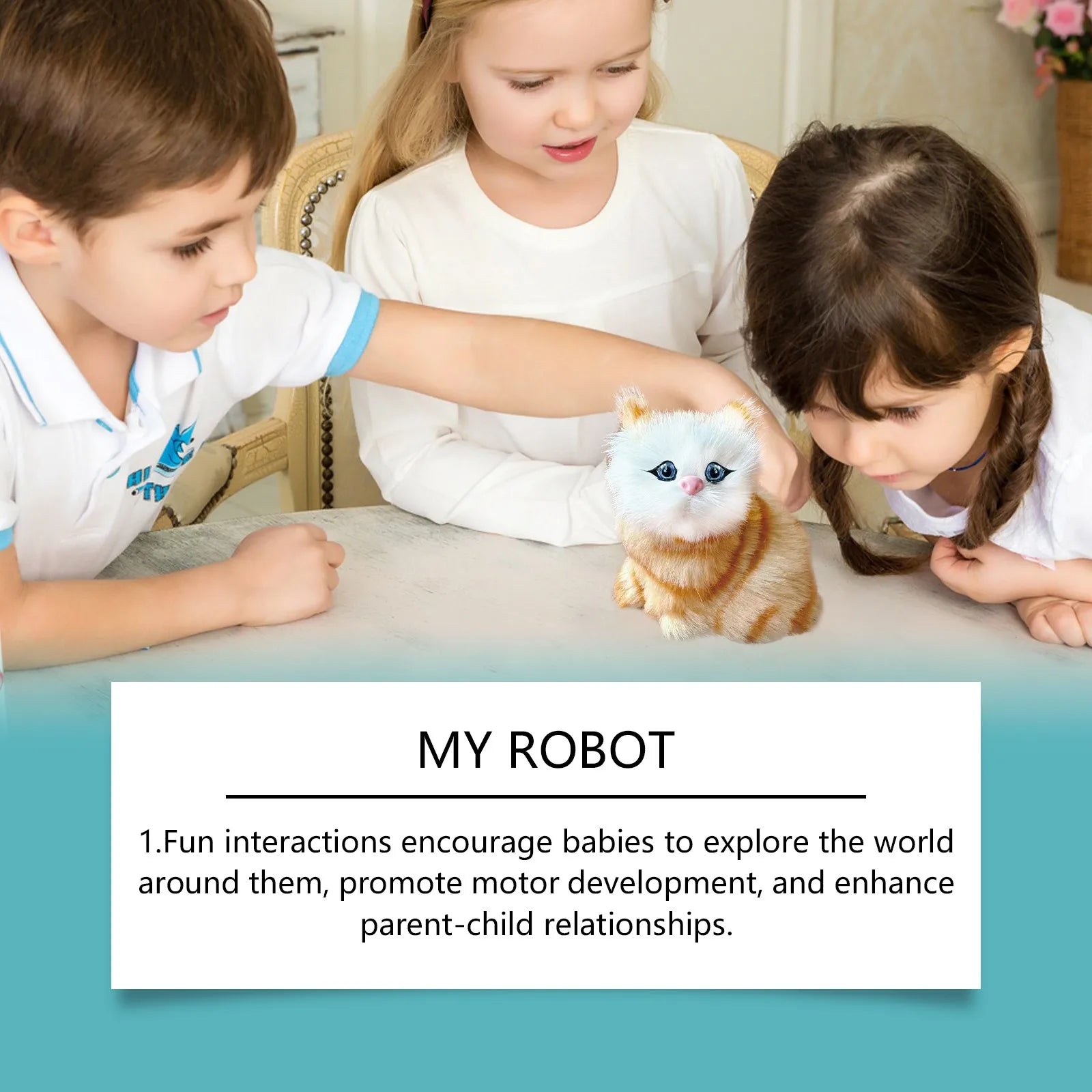 Robot Cat Toys Interactive Cat Meow Toy Funny Interactive Cat Robot Creative Robotic Cat Barking Meow Kitten for Chilren Good Vibrations